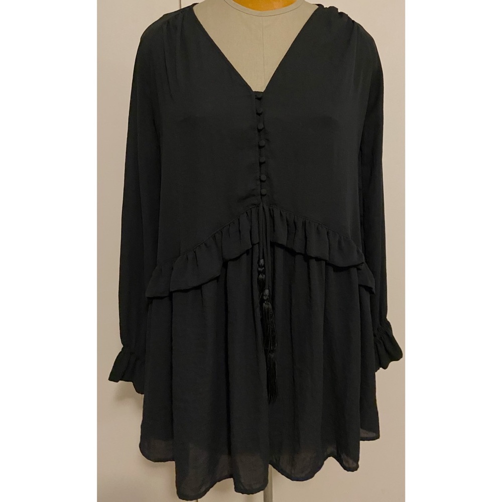H&M Boho Long Sleeve Ruffle Shift Dress